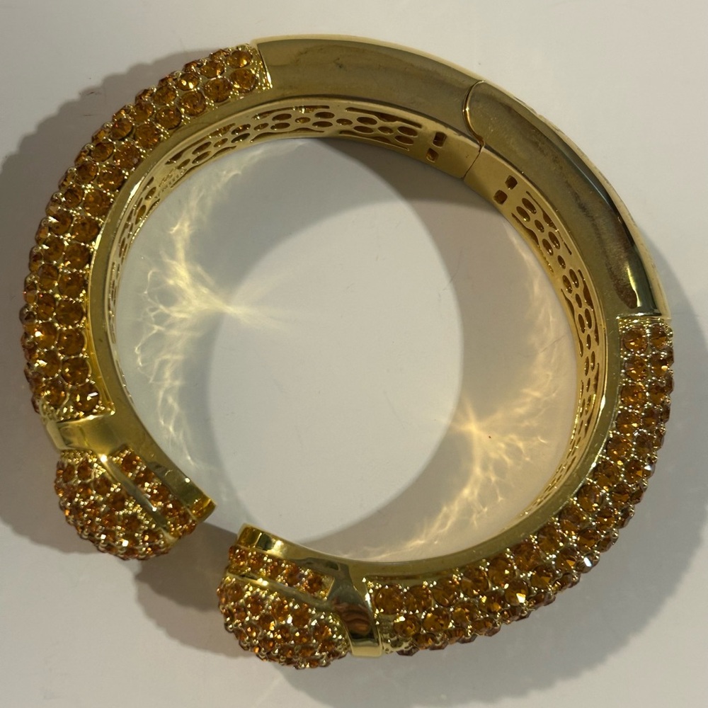 Vintage Joan Boyce Gold Tone & Orange Citrine Jeweled Bracelet - Picture 6 of 14